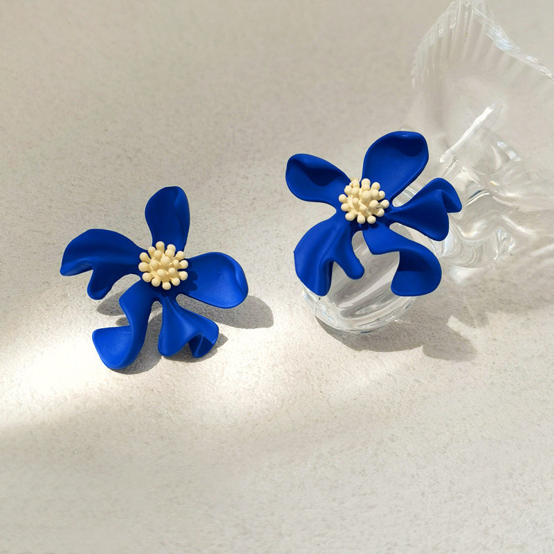 925 Sterling Silver Klein Blue Flower Earring