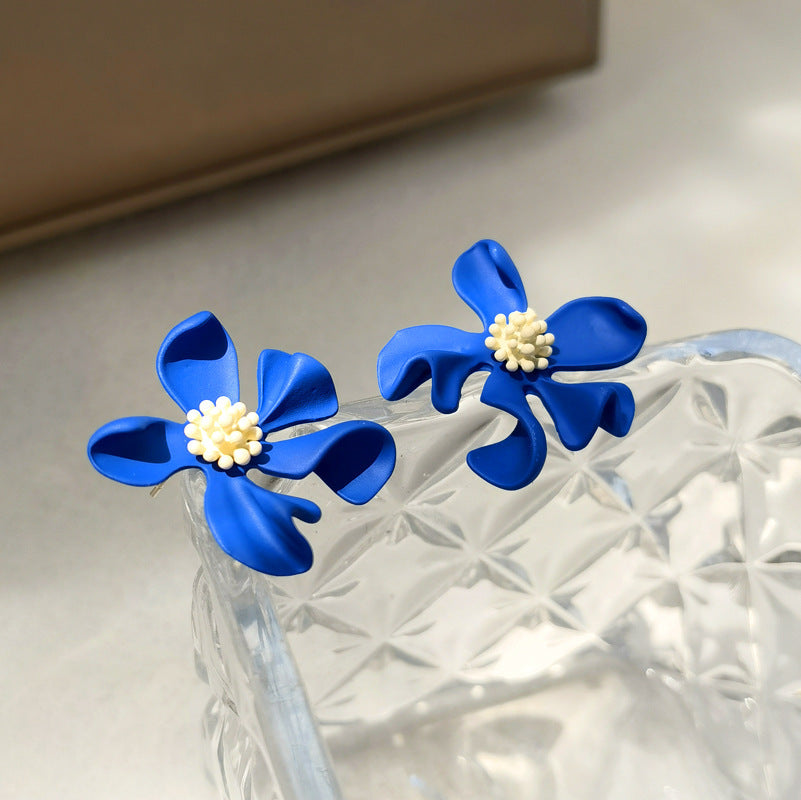 925 Sterling Silver Klein Blue Flower Earring