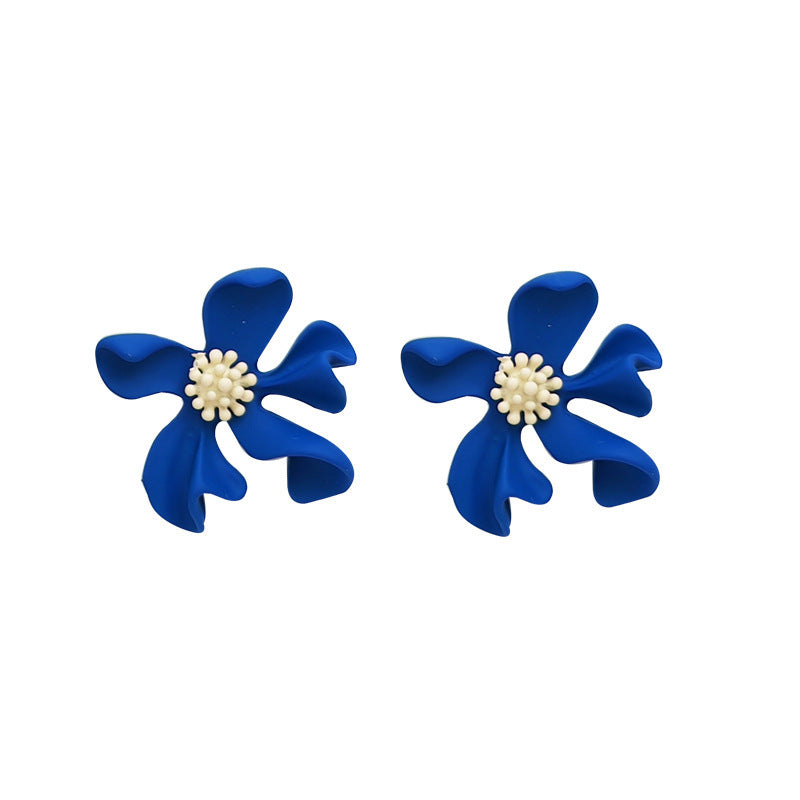 925 Sterling Silver Klein Blue Flower Earring