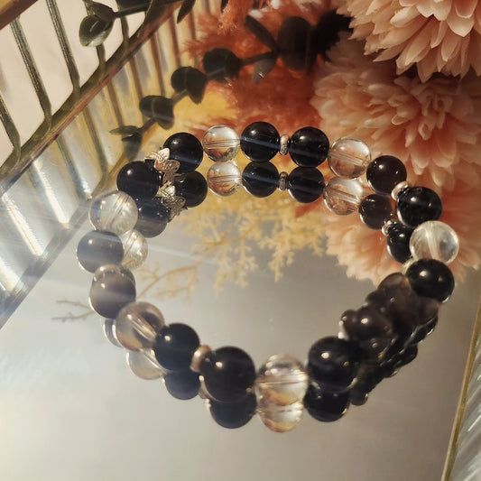 Handmade Crystal Bracelet- Obsidian Fox