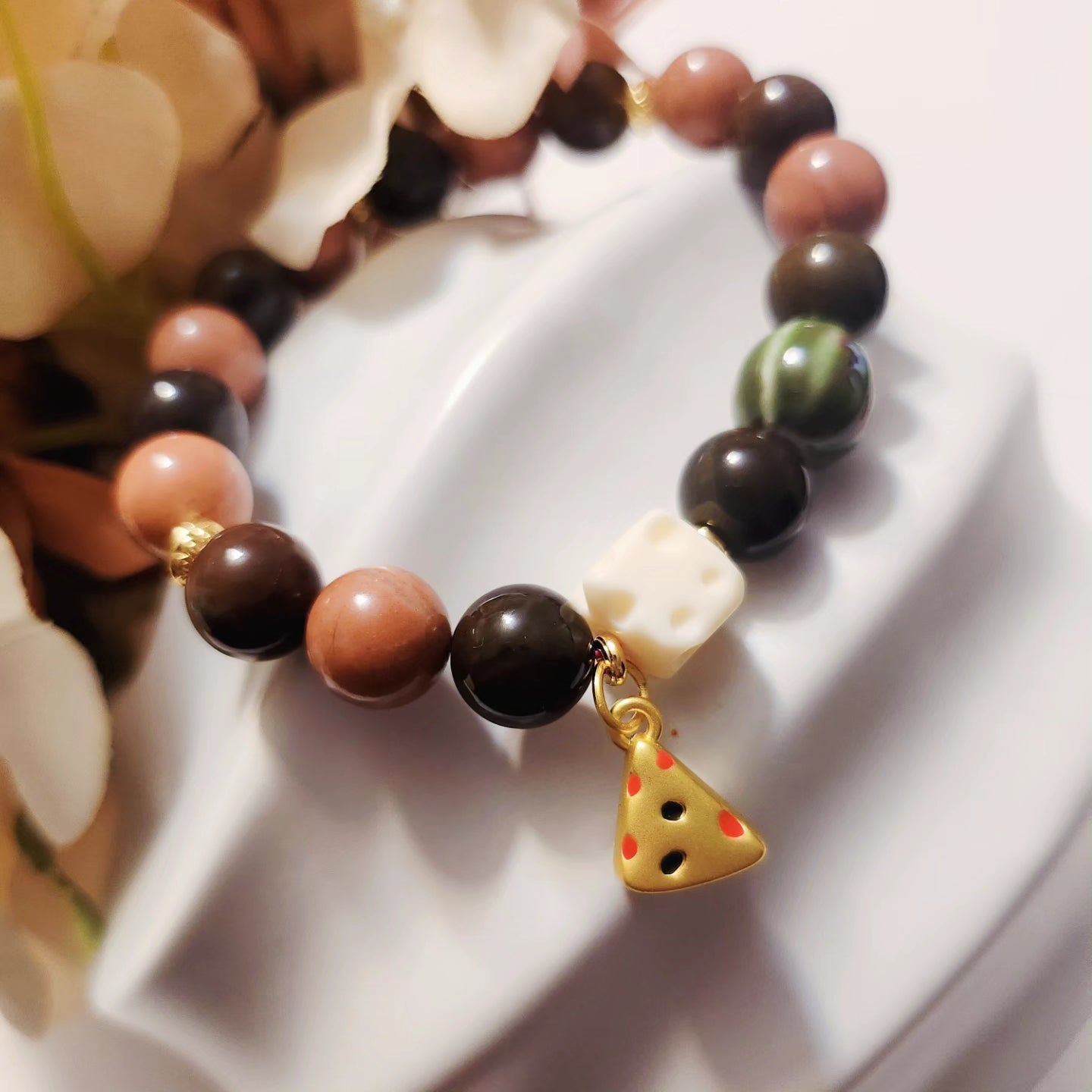 Handmade Crystal Bracelet- Chocolate Cheese