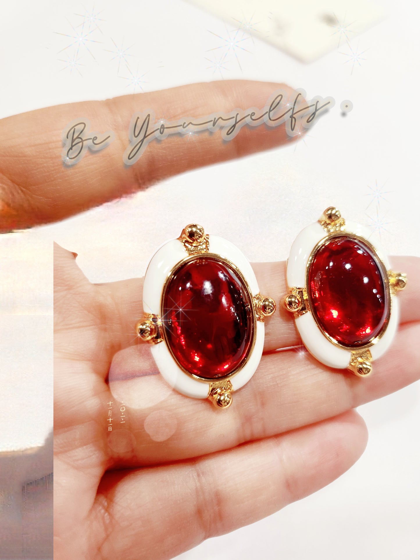 925 Sterling Silver Ruby Earring