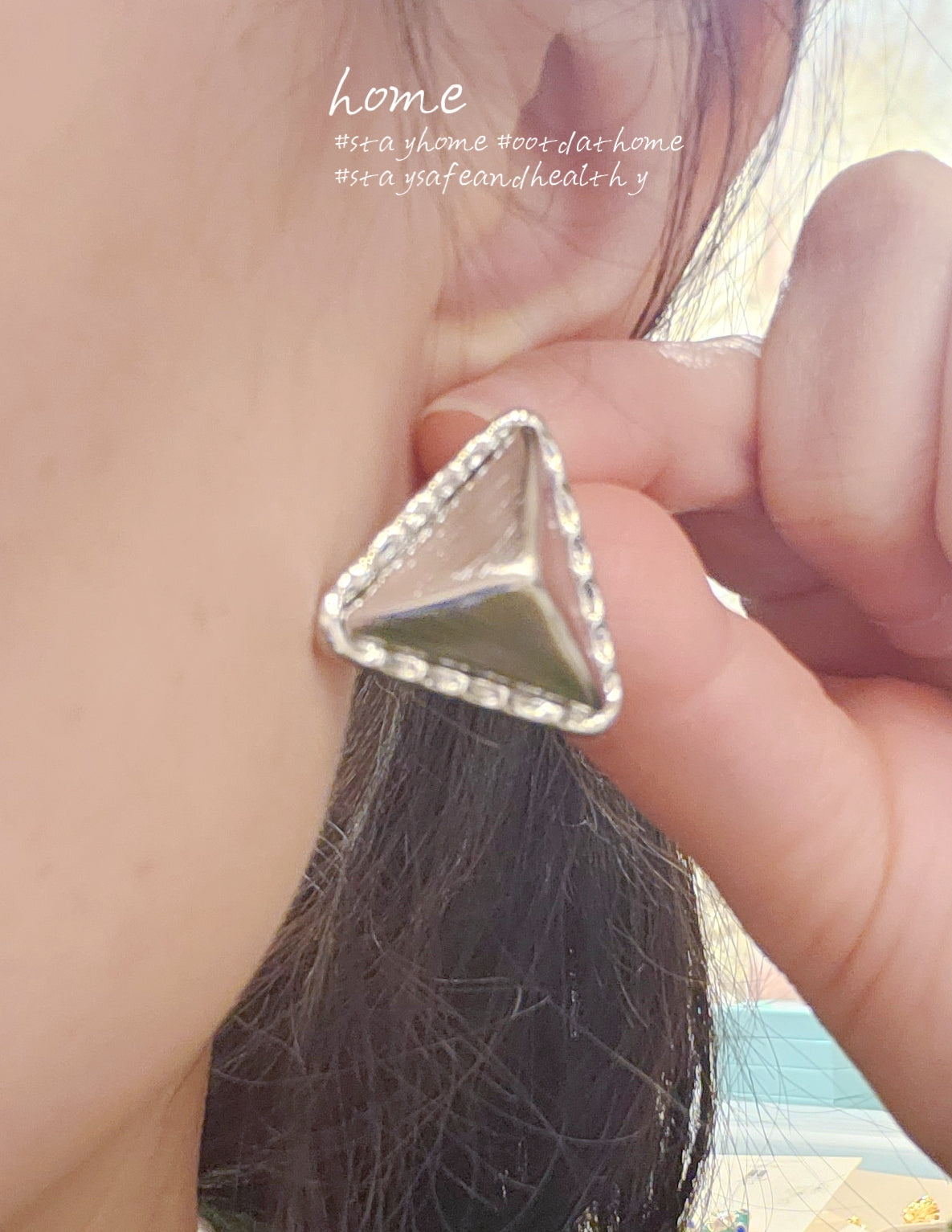 925 Sterling Silver Triangle Earring
