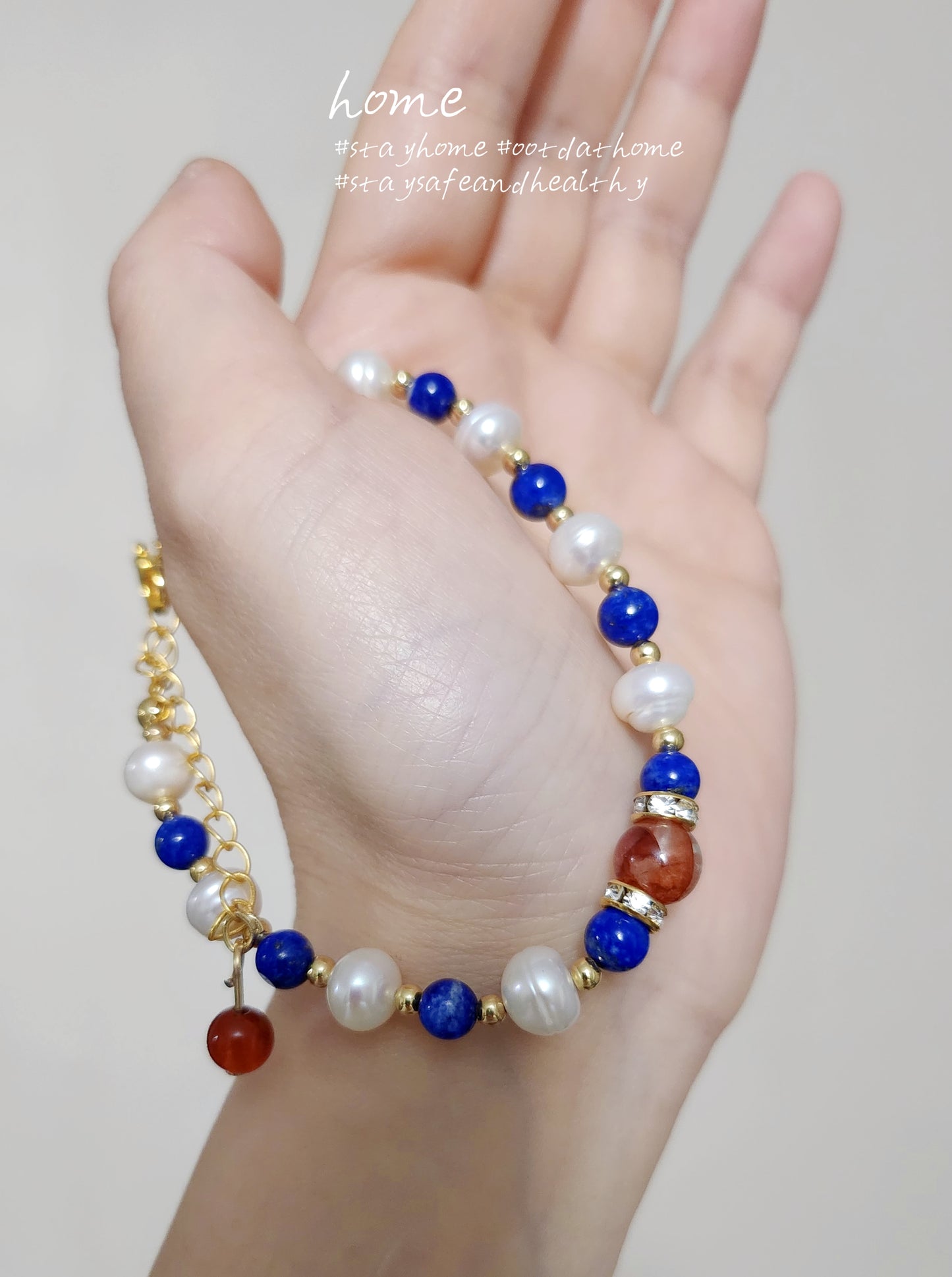 Natural Stone & Pearl Handmade Bracelet