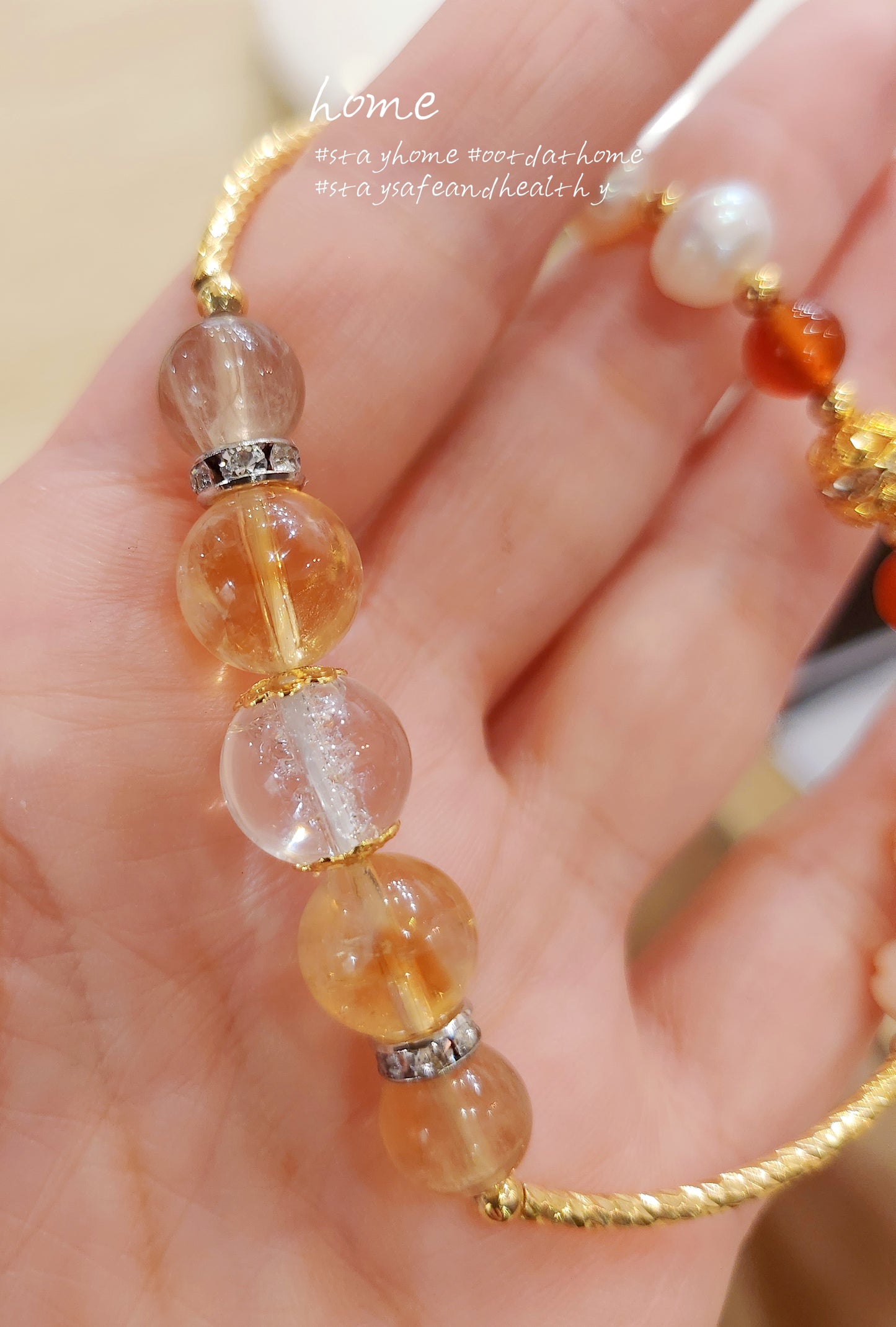Natural Stone&Freshwater Pearls Handmade Bracelet