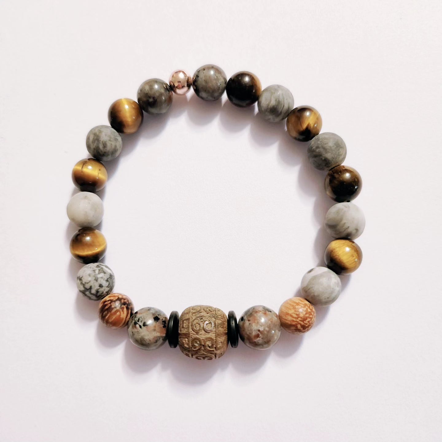 Handmade Crystal Wood Bracelet Earthy Elegance