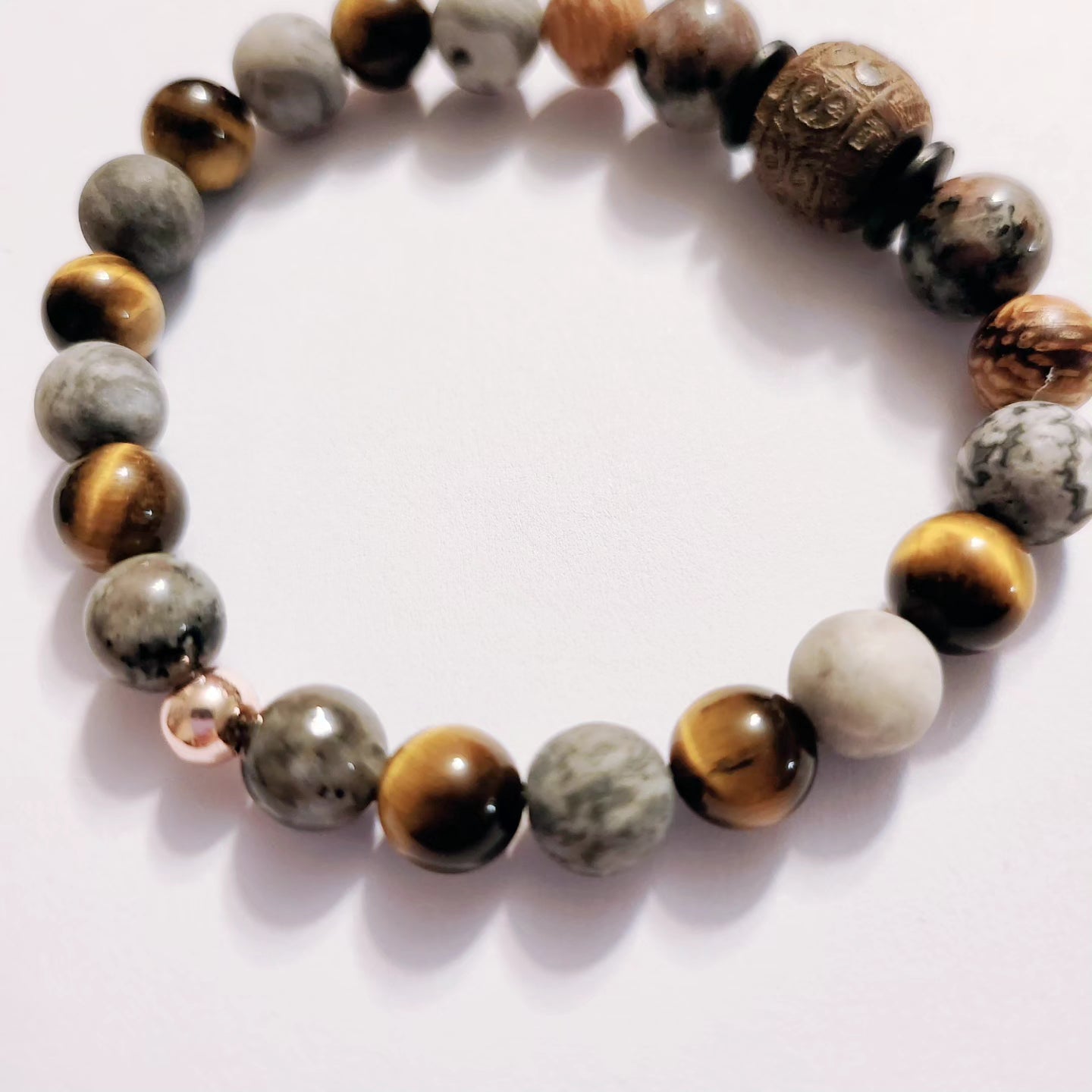 Handmade Crystal Wood Bracelet Earthy Elegance